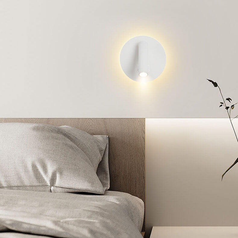 مصباح حائط LED دائري من الألومنيوم والحديد بتصميم بسيط وحديث لغرفة النوم 