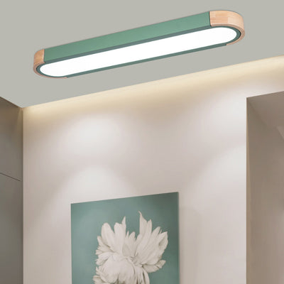 Contemporary Scandinavian Long Oval Iron Log Acrylic LED Flush Mount Ceiling Light For Bedroom