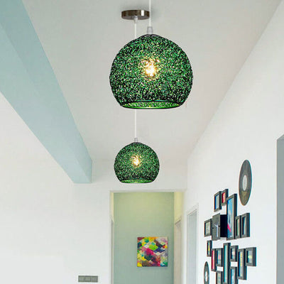 Contemporary Creative Aluminum Macaron Round 1-Light Pendant Light For Living Room