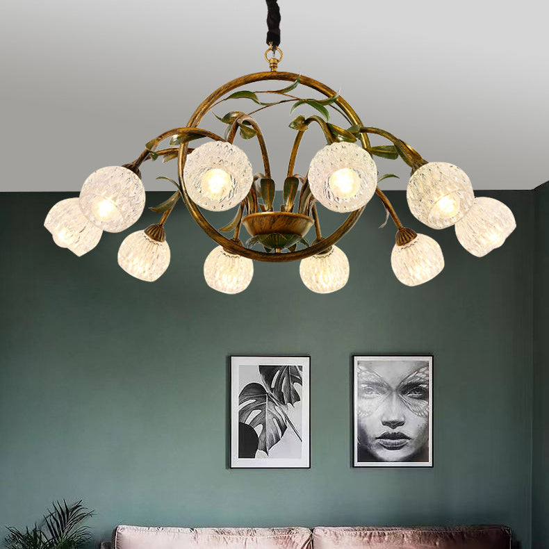 Traditional French Round Iron Glass 6/8/10 Light Chandelier For Bedroom