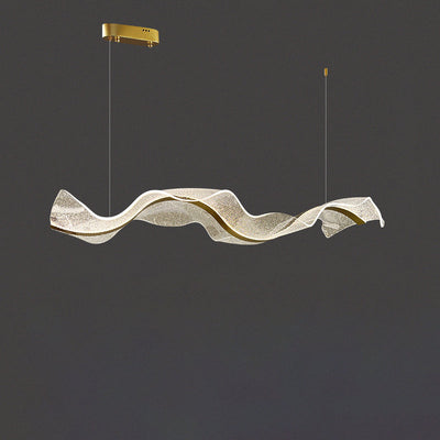 Zeitgenössische kreative Rechteck Welle Band Hardware Acryl LED Insel Licht Kronleuchter für Esszimmer 