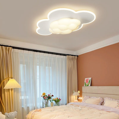 Modern Art Deco Cream Clouds Plastic Iron LED Flush Mount Ceiling Light For Living Room