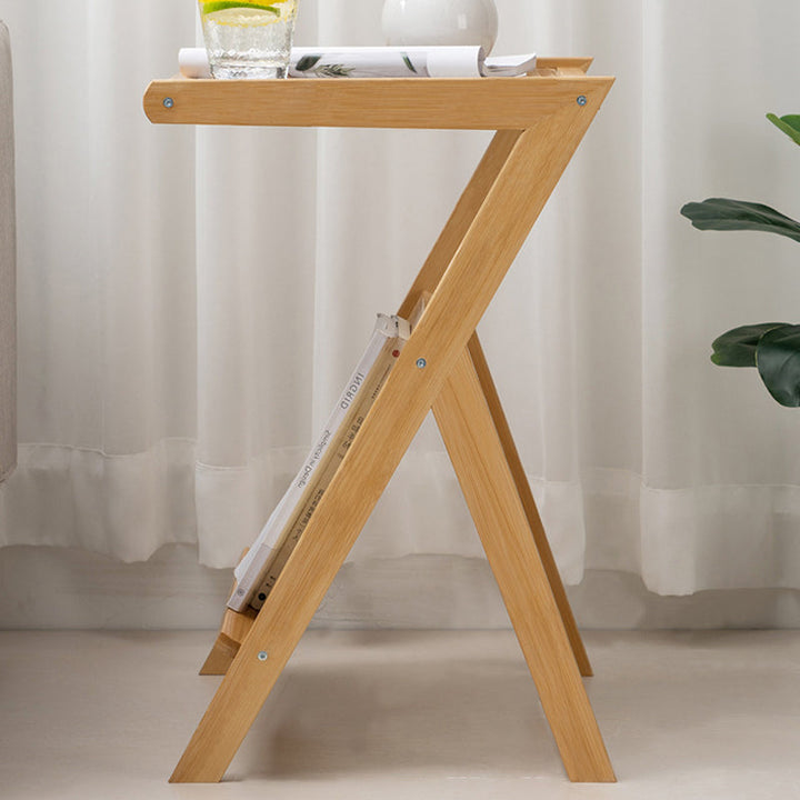 Zeitgenössischer Einfachheit Z-förmiger Glas-Bambus-Beistelltisch für das Wohnzimmer 