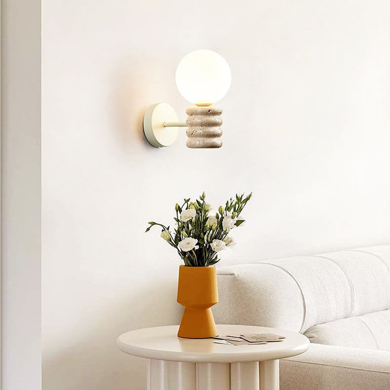 Modern Cream Style Creative Glass Sphere 1-Light Wall Sconce Lamp