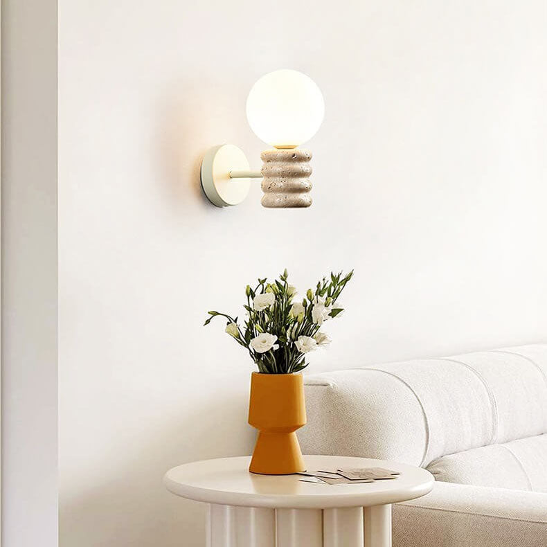Moderne Creme-Stil Kreative Glaskugel 1-Licht Wandleuchte 