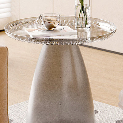 Table d'appoint moderne minimaliste ronde en plastique PET à 1 pied pour salon 