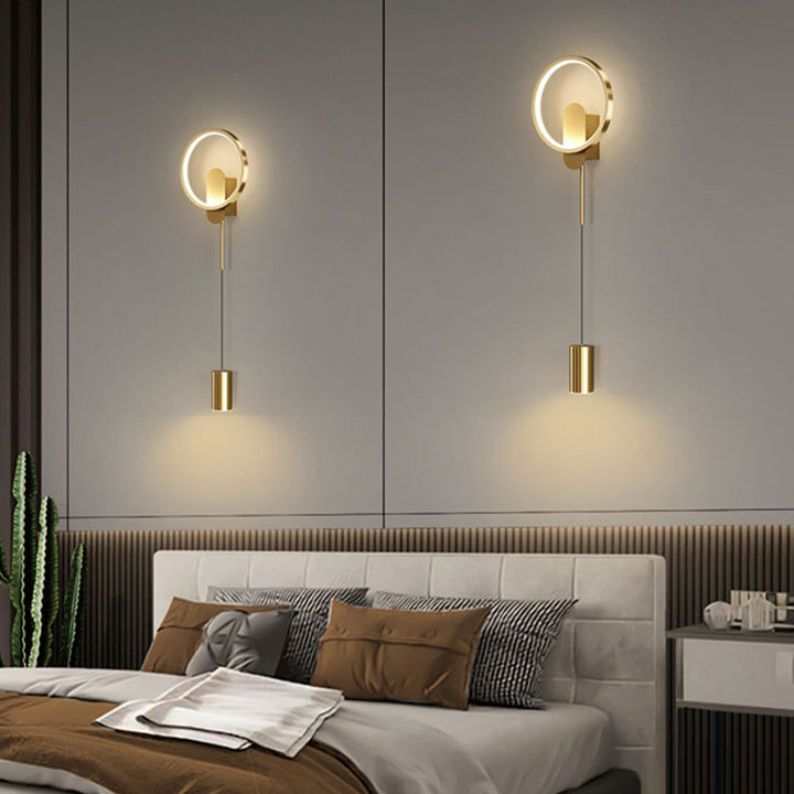 Modern Luxury Wrought Iron Acrylic Cylinder LED Wall Sconce Lamp For Living Room