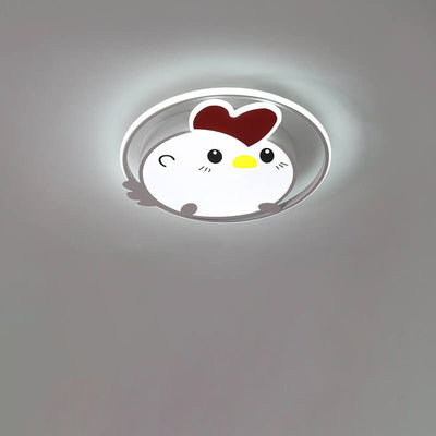 Childlike Cartoon Chick Acrylic Round LED Kids Flush Mount Ceiling Light