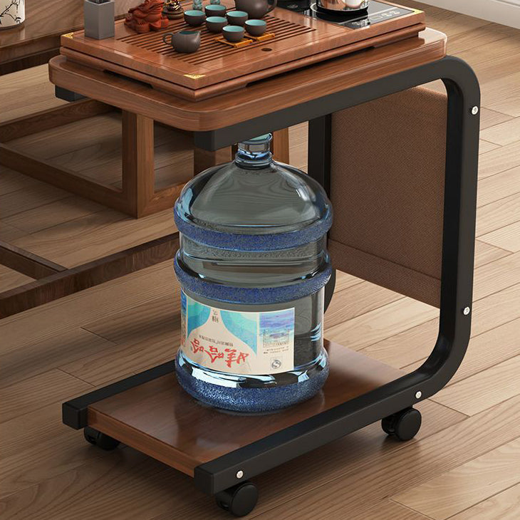 Modern Minimalist Square Tabletop Density Board Carbon Steel Side Table 1-Storage For Living Room