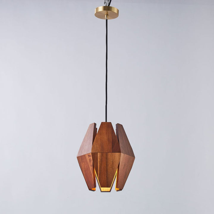 Traditionelle japanische runde Hardware Holz 1-Licht Pendelleuchte für Wohnzimmer 