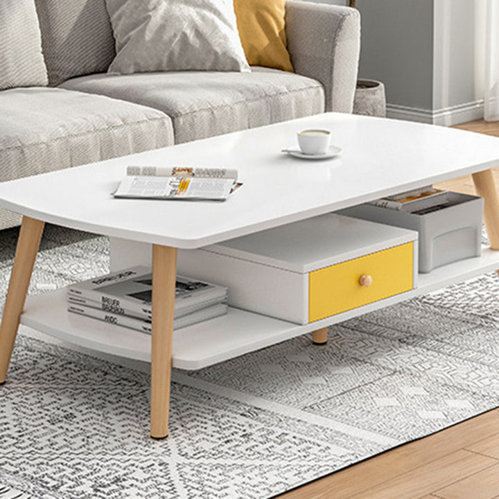 Moderner minimalistischer rechteckiger MDF-Couchtisch aus Massivholz, 2-stufig, für das Wohnzimmer 