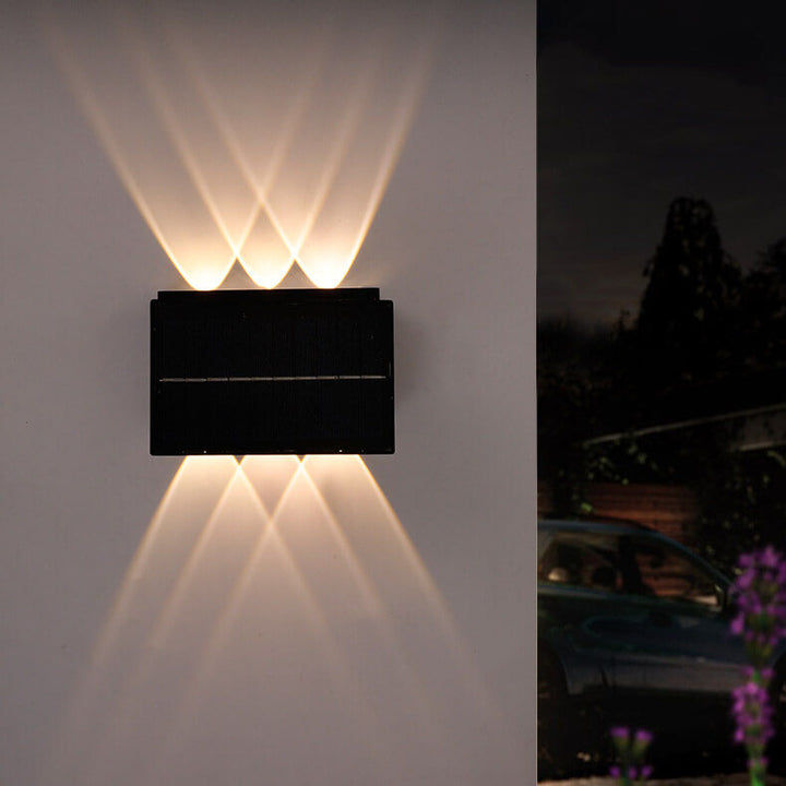 Modern Minimalist Outdoor Solar Square Panel Plastic LED Waterproof Outdoor Wall Sconce Lamp for Outdoor Patio