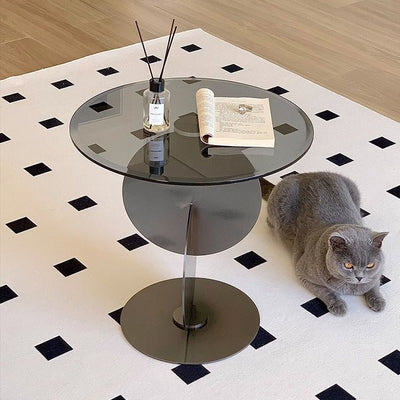 Table d'appoint moderne Art Déco ronde combinant design en verre et métal pour salon 