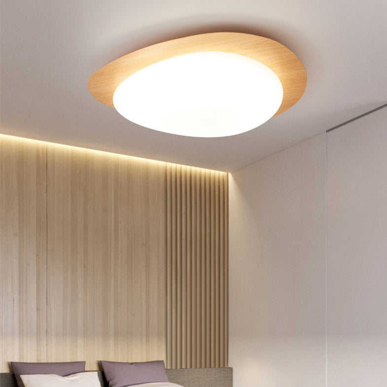 Contemporary Scandinavian Pebble Shape Iron Acrylic LED Flush Mount Ceiling Light For Bedroom