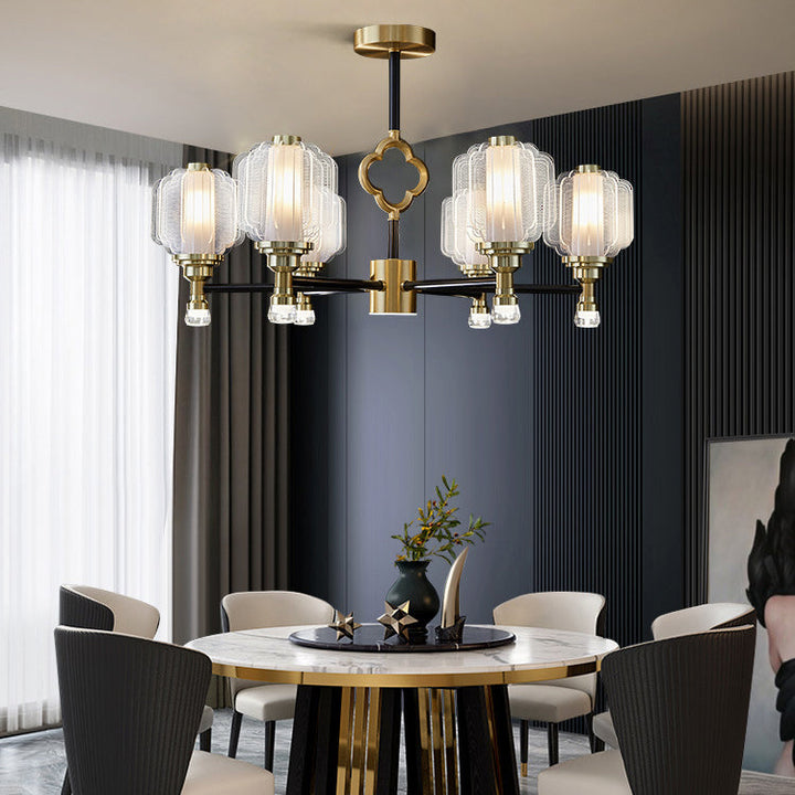 Lustre contemporain en verre cristal scandinave cuivre 6/8/15 lumières pour salon 