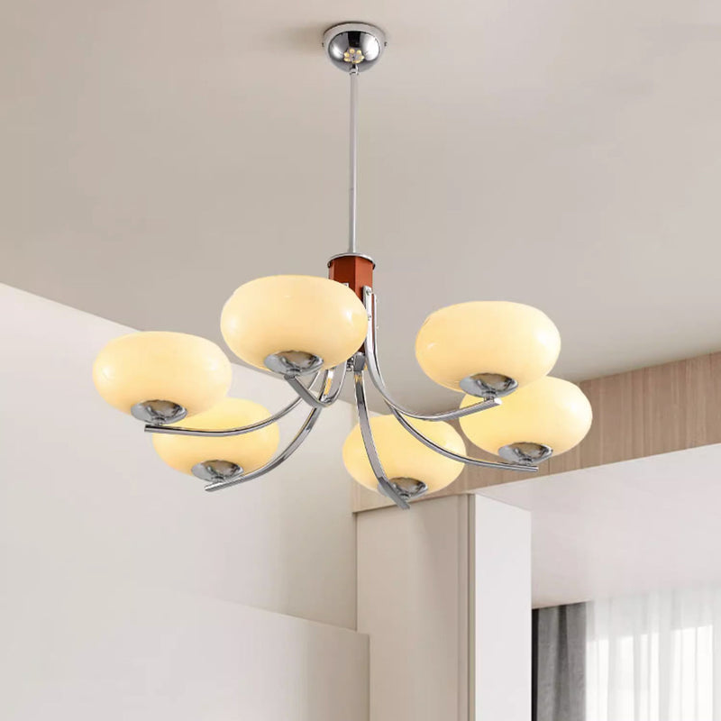 Traditional French Iron Glass Round Shape 3/6-Light Chandelier For Living Room