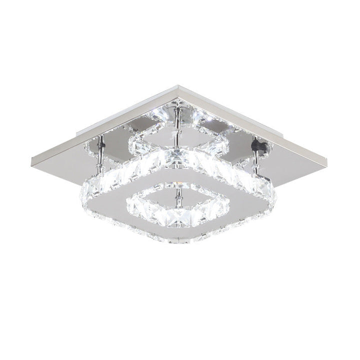 Lustre carré contemporain en acier inoxydable de luxe avec décoration en cristal LED pour plafond encastré pour salon 