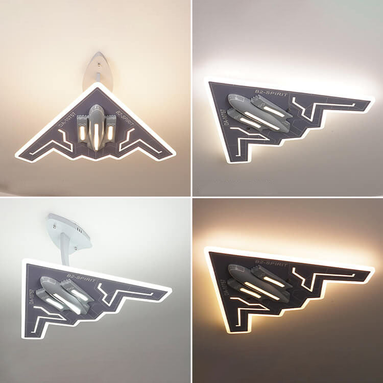 Plafonnier LED ultra-mince en acrylique pour enfant en forme de jet de combat 