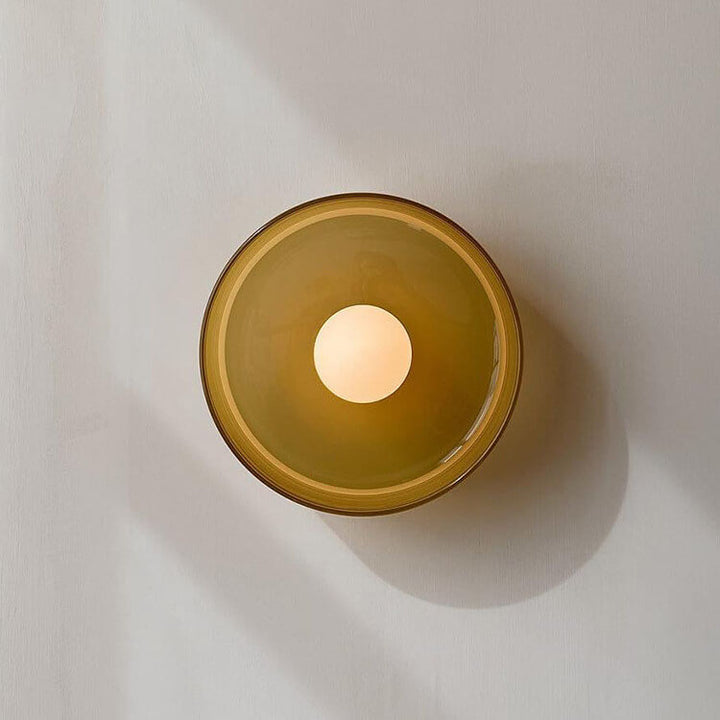 Skandinavische moderne runde Platte Eisen Glas 1-Licht Wandleuchte 
