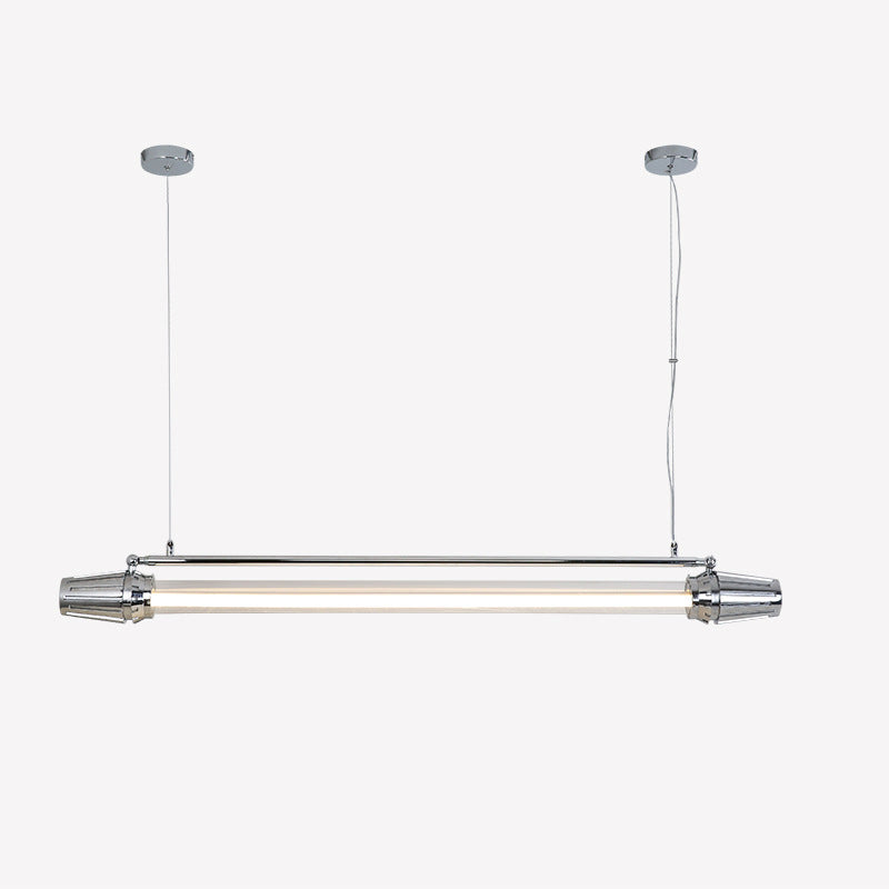 Zeitgenössischer Industrieller Streifen Aluminium Acryl LED Insel Licht Kronleuchter Für Esszimmer 