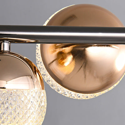 Modern Luxury Acrylic Spherical Iron Rod LED Island Light Chandelier