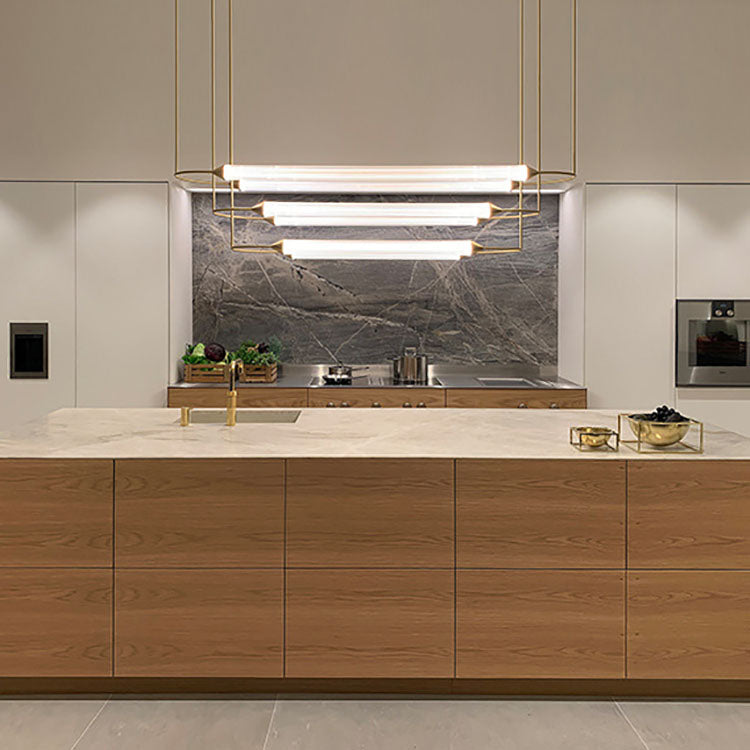 Zeitgenössische industrielle Streifen elliptische Eisen Glas LED Pendelleuchte für Esszimmer 