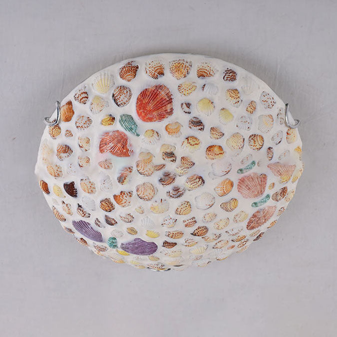 Mediterranean Pastoral Colorful Shell Dome 2/3/4-Light Flush Mount Ceiling Light