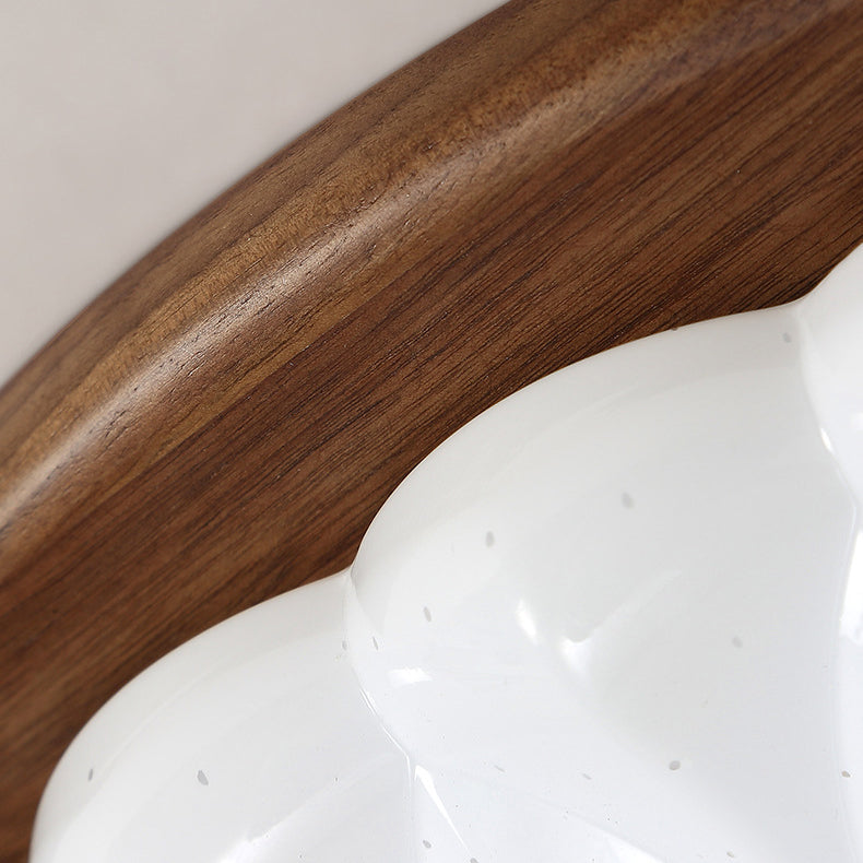 Modern Minimalist Flower Round Walnut Acrylic LED Flush Mount Ceiling Light For Living Room