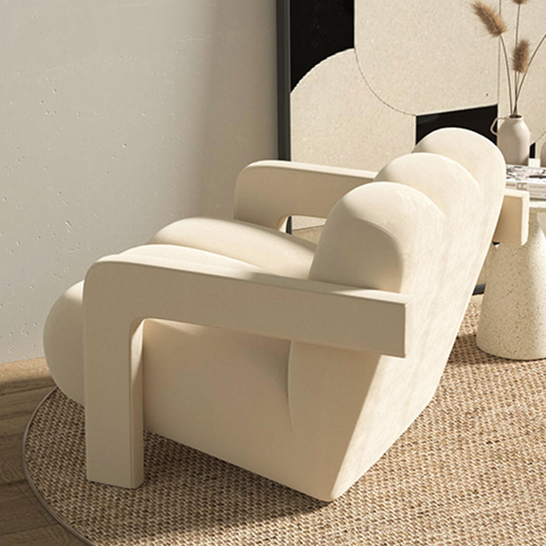 Sillón individual contemporáneo escandinavo de terciopelo y tejido sherpa con madera y espuma, con respaldo y reposabrazos, para sala de estar 