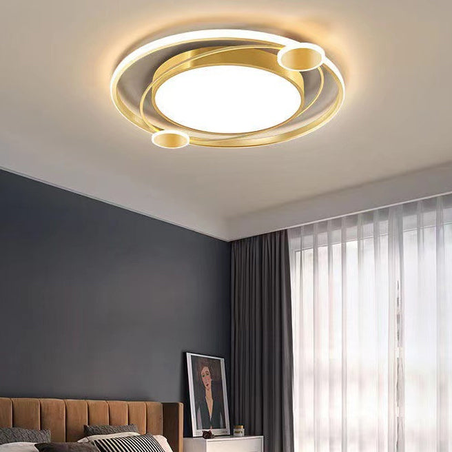 Plafonnier LED rond en fer acrylique de simplicité moderne pour chambre à coucher 
