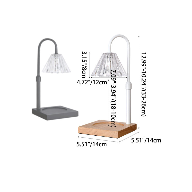 Lampe de table en cire fondue à 1 lumière en bois, fer et verre rond minimaliste moderne pour chambre à coucher 