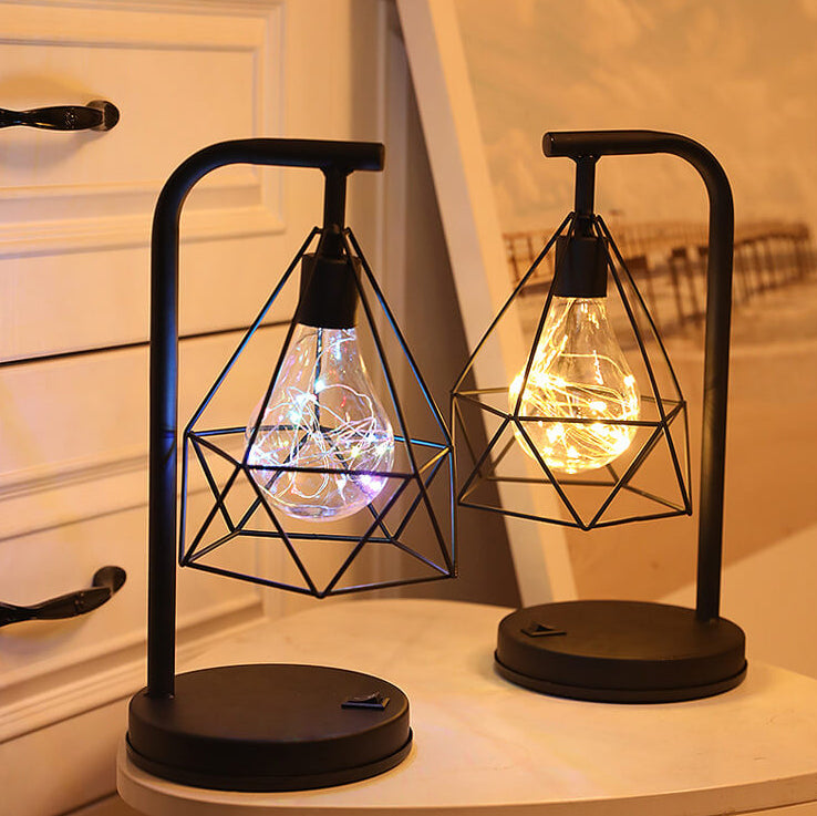 Modern Decorative Diamond Iron Battery USB 1-Light Table Lamp