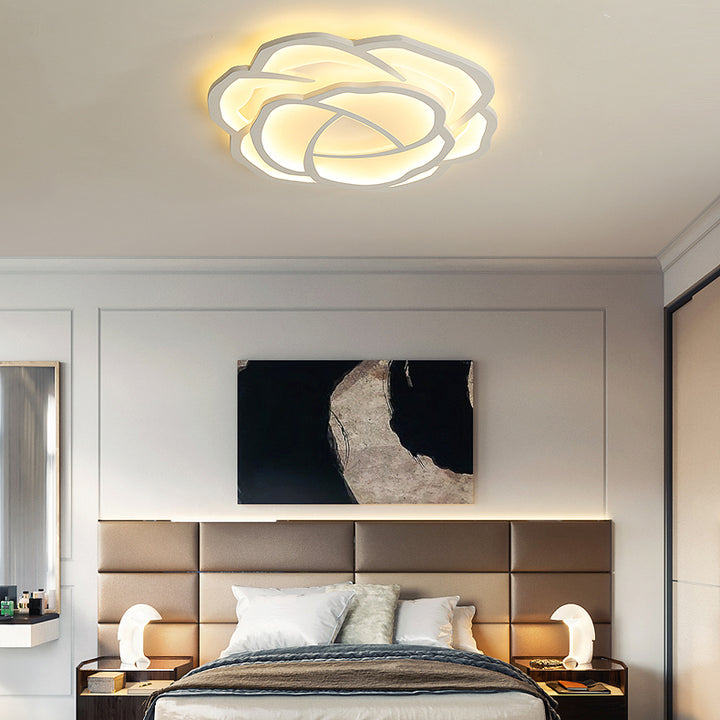 Moderne minimalistische Rose Form Eisen Acryl LED Unterputz Deckenleuchte für Schlafzimmer 