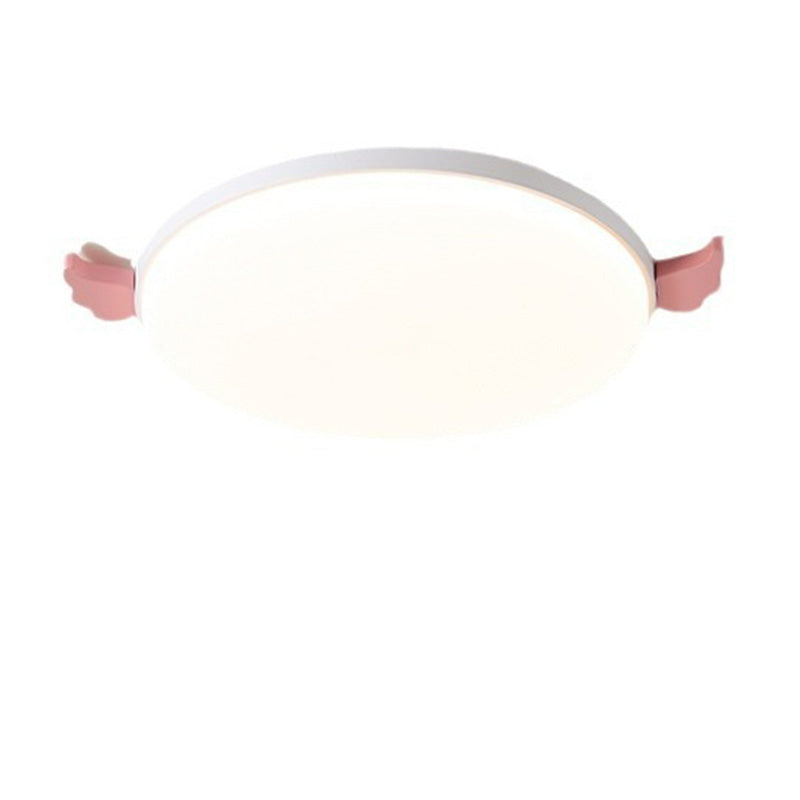 Lámpara de techo de montaje empotrado LED de acrílico, madera de roble e hierro, redonda, pequeña, con alas creativas contemporáneas, para sala de estar 