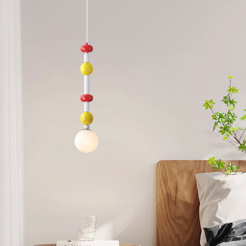 Lámpara colgante de vidrio de frutas teñidas escandinavo contemporáneo de hierro con 1 luz para dormitorio 