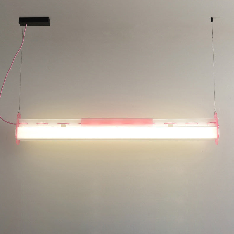 ضوء قلادة LED أكريليك بخط مستقيم عصري بسيط لغرفة الطعام 