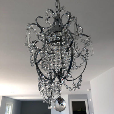 Suspension Luminaire en Cristal de Fer Côté Traditionnel de Luxe à 1 Lumière pour Salon 