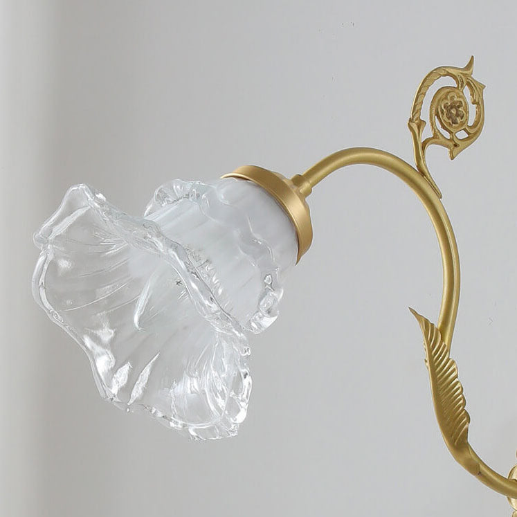 Applique Murale en Verre Traditionnel Français en Cuivre avec 1 Lumière pour Salon 