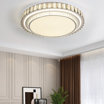 Luz de techo LED de montaje empotrado redonda minimalista moderna de acrílico y cristal de hierro para dormitorio 