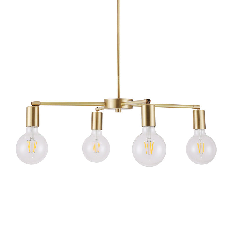 Contemporary Nordic Copper Branch Design 3/4/6/8/10-Light Chandelier For Living Room