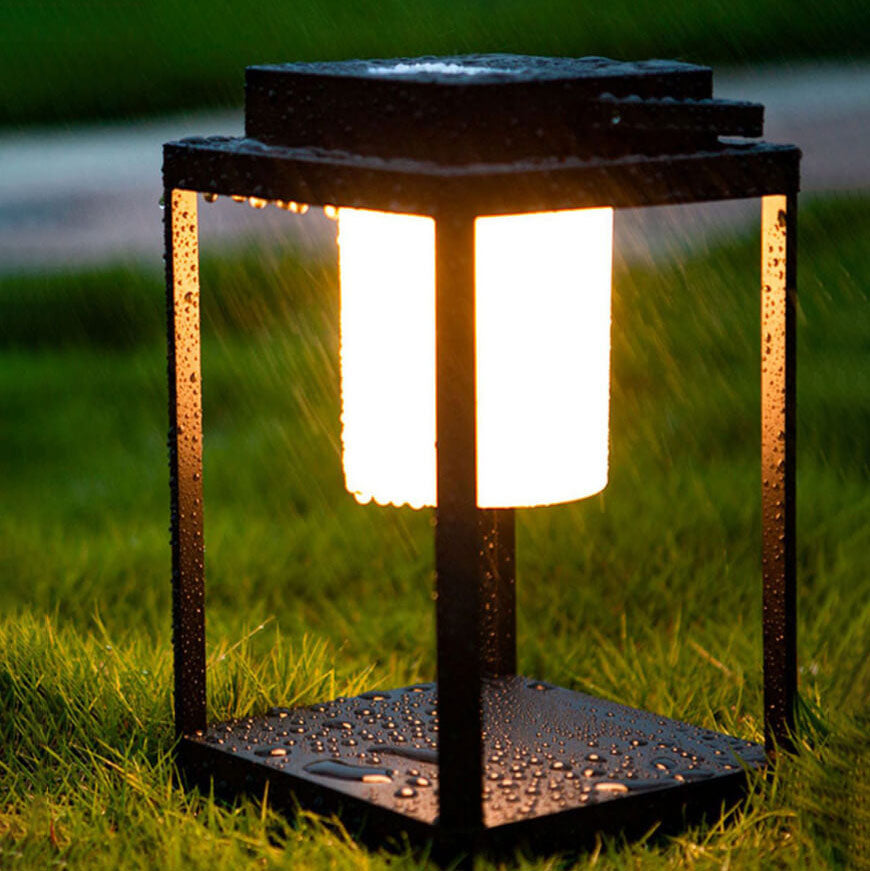 Modern Minimalist Solar Camping Square Portable Cage LED Camping Landscape Light For Outdoor