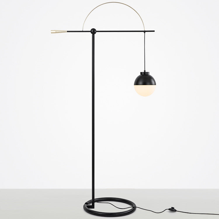 Zeitgenössische skandinavische Angelrute Eisenglas 1-Licht Stehlampe für Wohnzimmer 