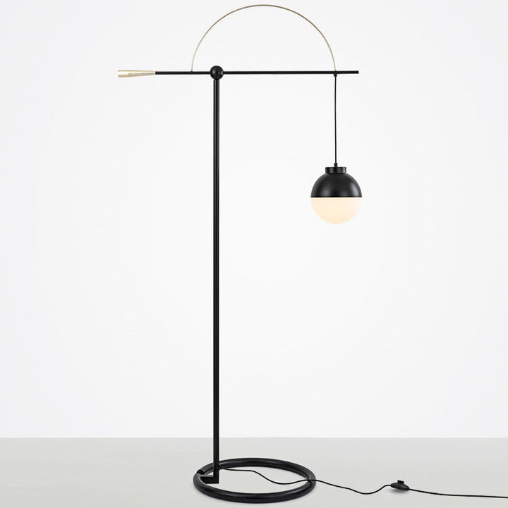 Zeitgenössische skandinavische Angelrute Eisenglas 1-Licht Stehlampe für Wohnzimmer 