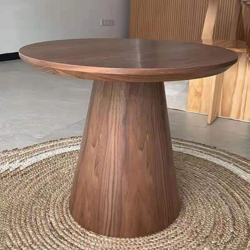 Mesa de café de madera con base de columna cónica redonda nórdica contemporánea para sala de estar 