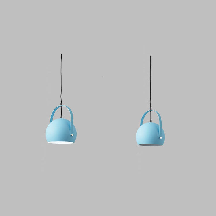 Contemporary Nordic Macaron Aluminum Semicircle 1-Light Pendant Light for Living Room