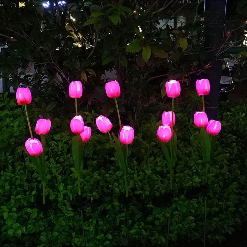 Contemporary Creative Outdoor Solar Tulip LED Waterproof Lawn Ground Decorative Insert Landscape Light