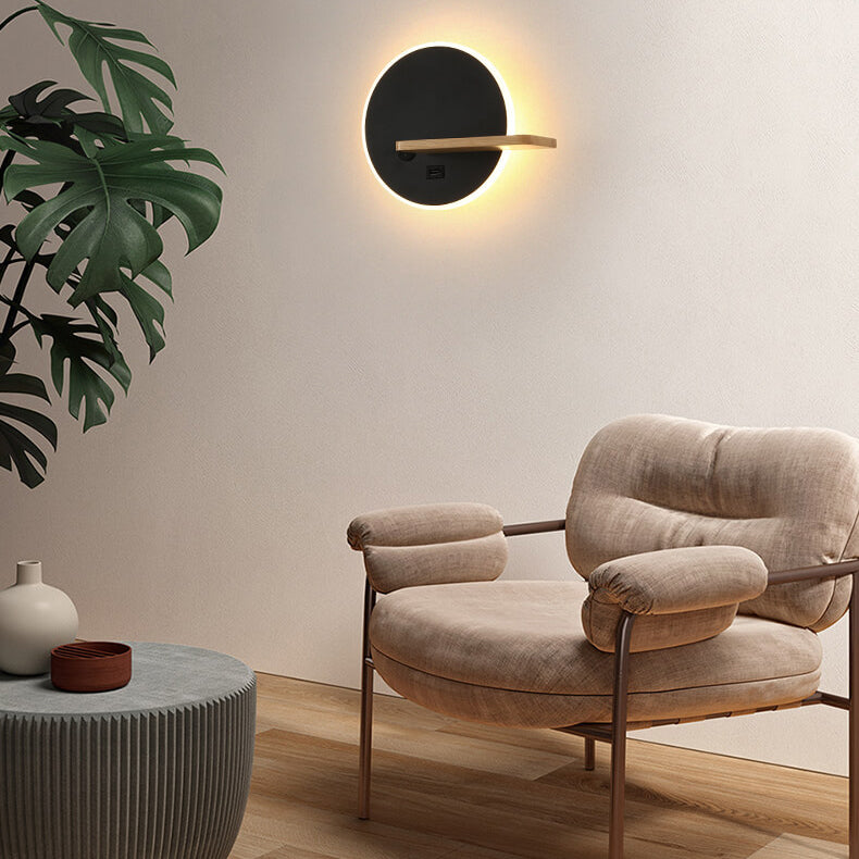 Moderne minimalistische Log-Acryl-Runde-LED-Wandleuchte für das Schlafzimmer 