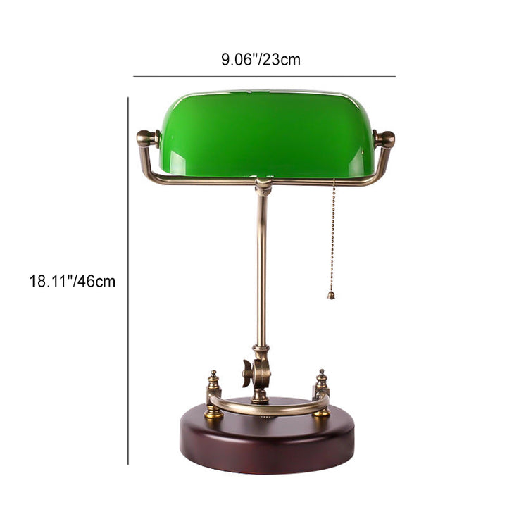 Lámpara de mesa de 1 luz con base de madera maciza y vidrio curvado vintage tradicional para estudio 