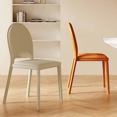 Moderner minimalistischer quadratischer ovaler Rücken aus echtem Leder Kohlenstoffstahl Esszimmerstuhl für das Esszimmer 