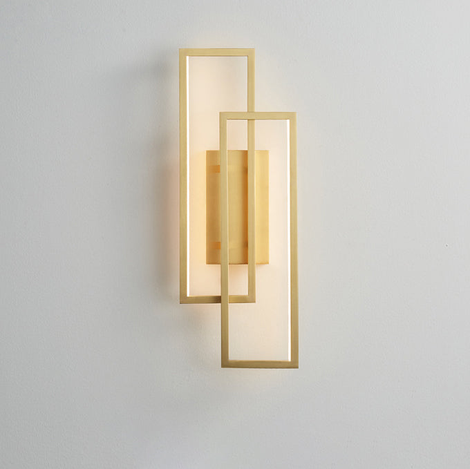 Moderne Mid-Century Wandleuchte aus Kupfer im rechteckigen geometrischen Design mit LED für das Bett 